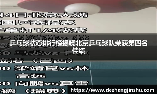 乒乓球状态排行榜揭晓北京乒乓球队荣获第四名佳绩